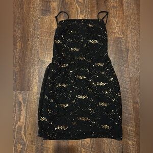 Lucy in the Sky Black and Gold Mini Dress